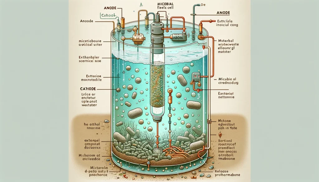 A detailed diagram of a Microbial Fuel Cell (MFC)