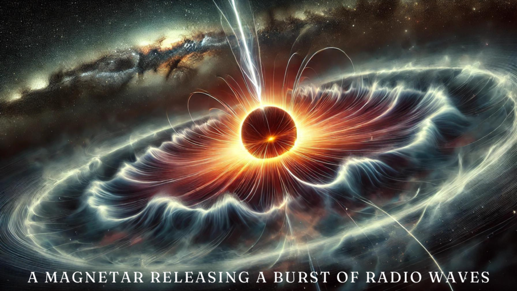 a magnetar releasing a burst of radio waves