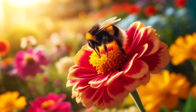 bumblebee collecting nectar from flowers