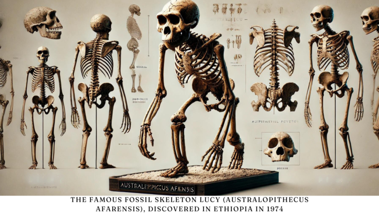 The famous fossil skeleton Lucy (Australopithecus afarensis), discovered in Ethiopia in 1974